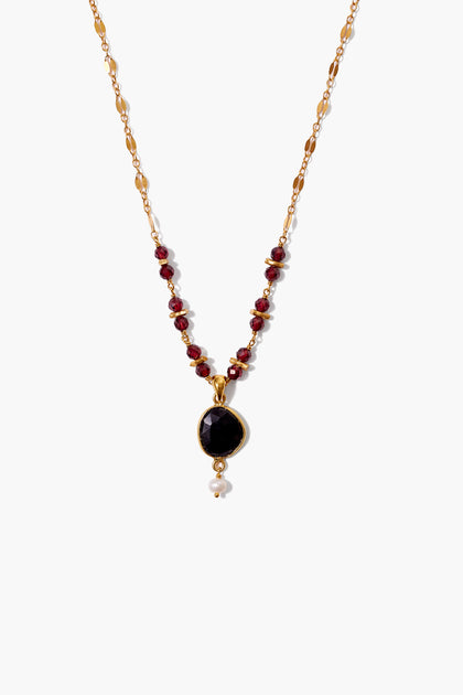 Chan Luu Garnet and Pearl Penina Pendant Necklace Whim BTQ