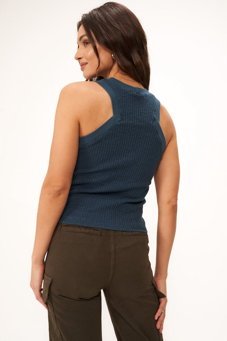 Project Social T Player Fitted Racerback Rib Tank in Spruce Blue - Whim BTQ