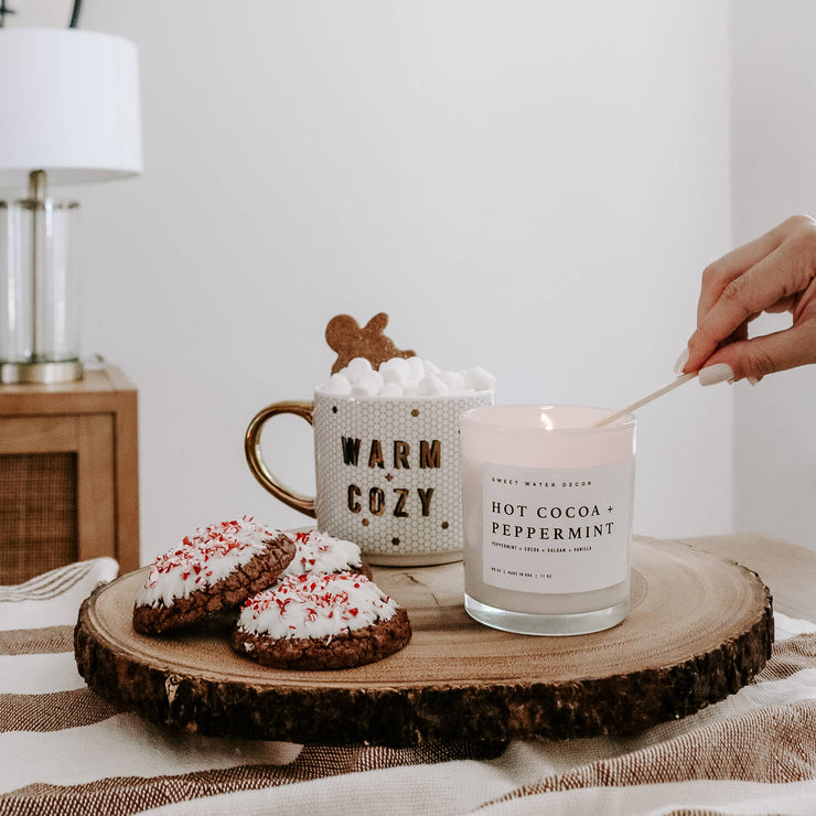 Hot Cocoa and Peppermint 11 oz Soy Candle