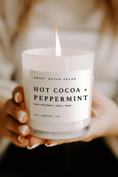 Hot Cocoa and Peppermint 11 oz Soy Candle