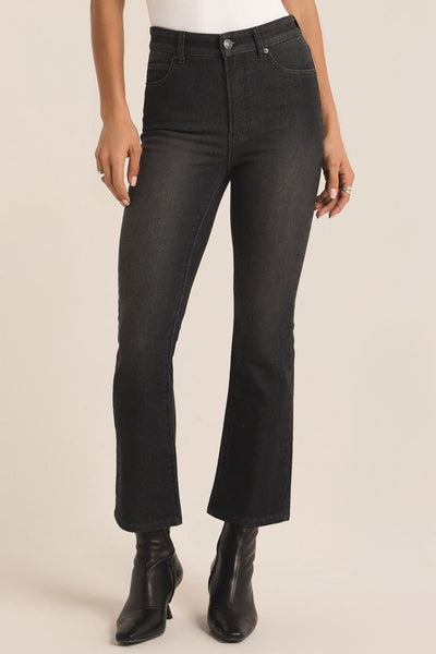 Z Supply Lia Denim Ankle Kick Flare in Black Sand