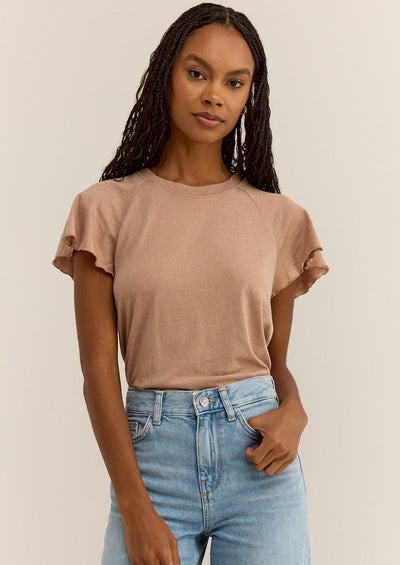 Z Supply Abby Flutter Tee in Iced Coffee - Whim BTQ