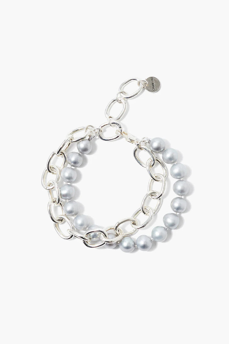 Chan Luu Esme Chain Bracelet in Grey Pearl