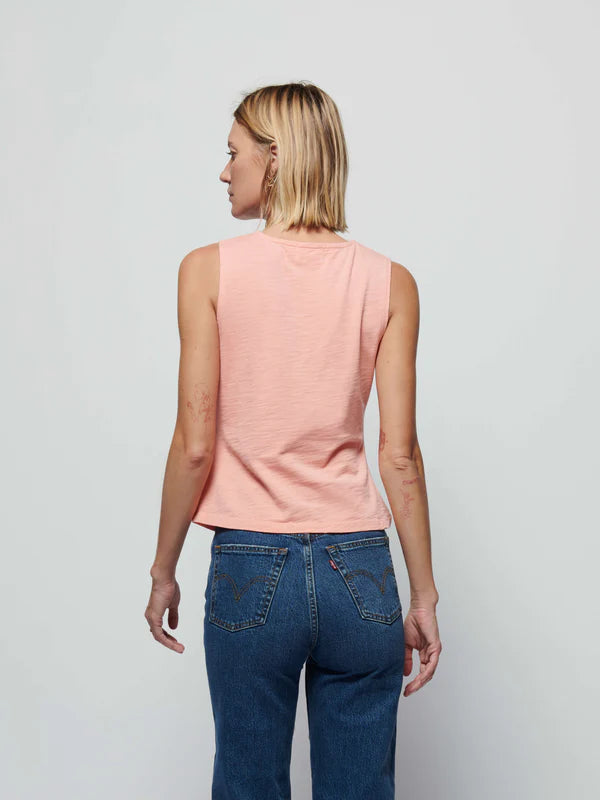 Nation LTD Cassie Tank W/Shirring in Peach Amber - Whim BTQ