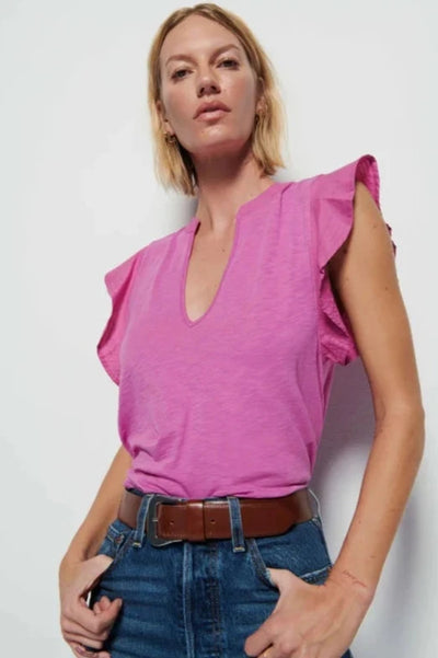 Nation LTD Constance V-Neck Top in Rosebud - Whim BTQ