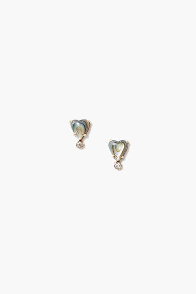 Chan Luu 14K Diamond Heart Stud in Abalone