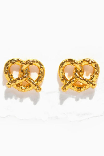 Girls Crew Knot Your Average Pretzel Studs in Gold