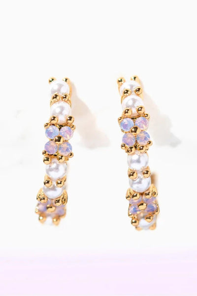 Girls Crew Orchid Pearl Hoops in Gold