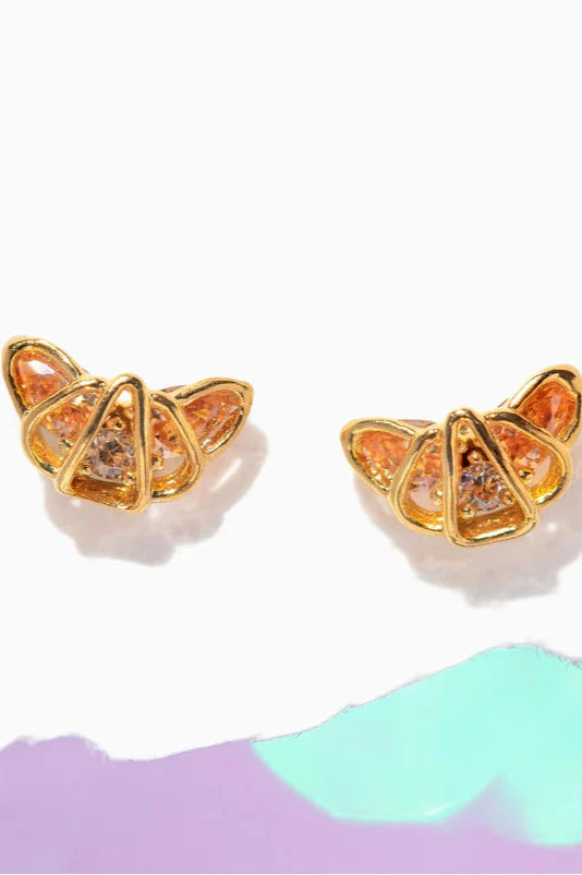 Girls Crew Croissant Studs in Gold