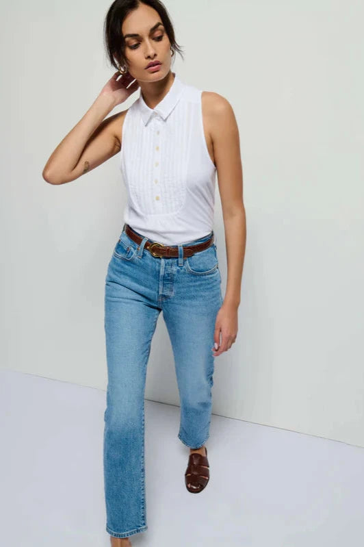 Nation LTD Greta Pintuck Top in White