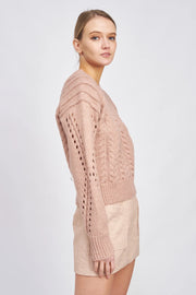 En Saison Charlotte Knit Sweater in Peach Pink - Whim BTQ