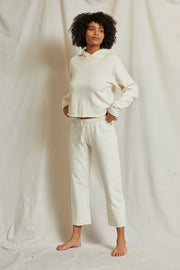 perfectwhitetee Jamaica Beach Fleece Straight Leg Sweatpant in Bright Ivory