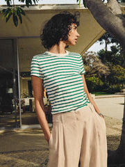 Nation LTD Laurence Shrunken Vintage Tee in Verdant Green Stripe