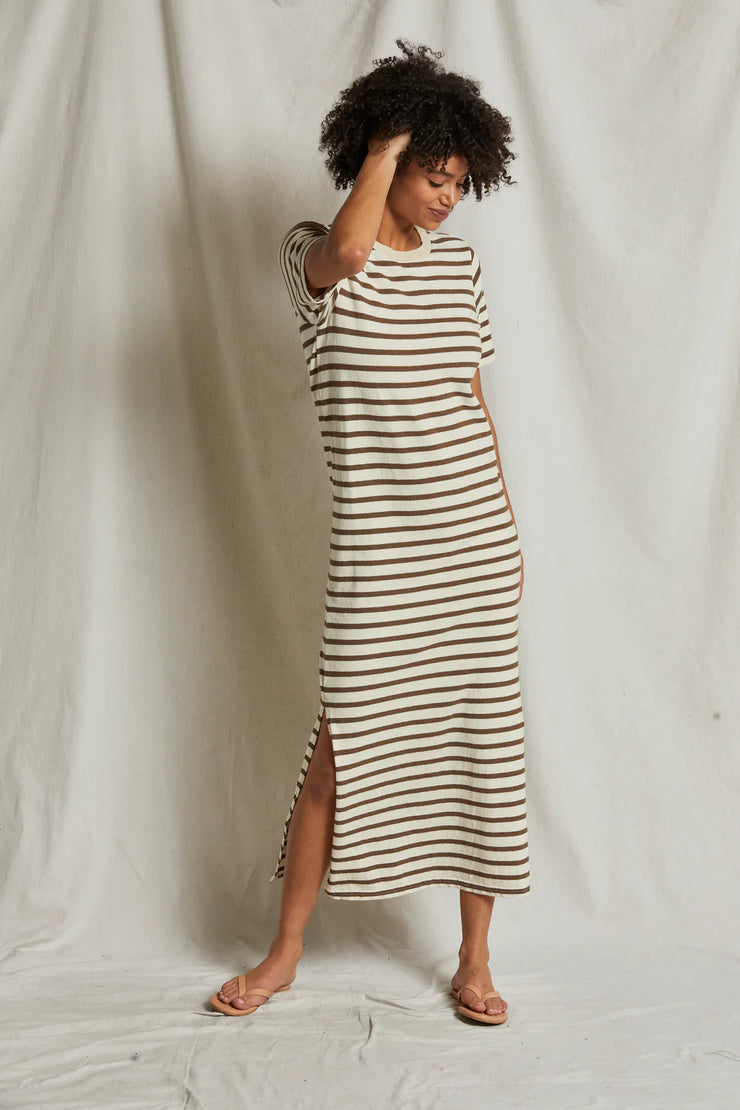 perfectwhitetee Lover Maxi Dress in Walnut Stripe