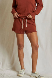 perfectwhitetee Layla French Terry Sweat Shorts in Russet