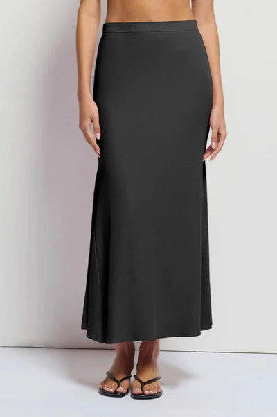 Nation LTD Melani Ribbed Long Skirt in Jet Black