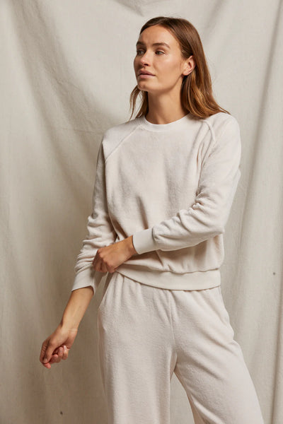 Perfectwhitetee Stella Velour Crewneck Sweatshirt in Sugar