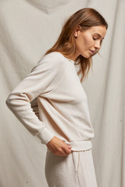 Perfectwhitetee Stella Velour Crewneck Sweatshirt in Sugar