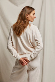 Perfectwhitetee Stella Velour Crewneck Sweatshirt in Sugar