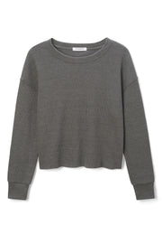 perfectwhitetee Isla Cozy Ribbed Pullover in Charcoal - Whim BTQ