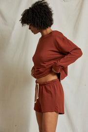 perfectwhitetee Layla French Terry Sweat Shorts in Russet