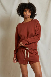 perfectwhitetee Layla French Terry Sweat Shorts in Russet