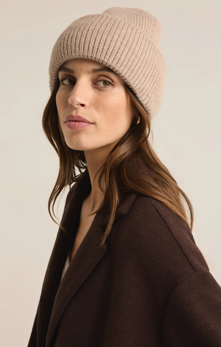 Z Supply Snow Cap Beanie in Heather Taupe