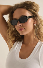 Z Supply Joyride Sunglasses Polished Black-Grey Polarized - Whim BTQ