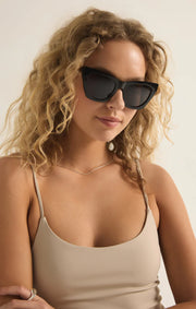 Z Supply Undercover Sunglasses Polished Black-Grey - Whim BTQ
