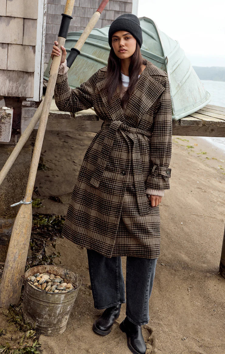 Z Supply Jackie Plaid Trench