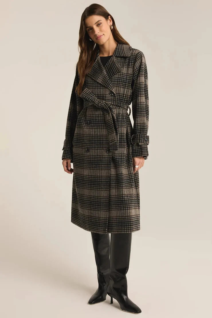 Z Supply Jackie Plaid Trench