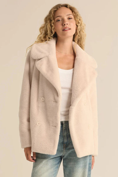 Z Supply Gem Double Breasted Faux Fur Coat