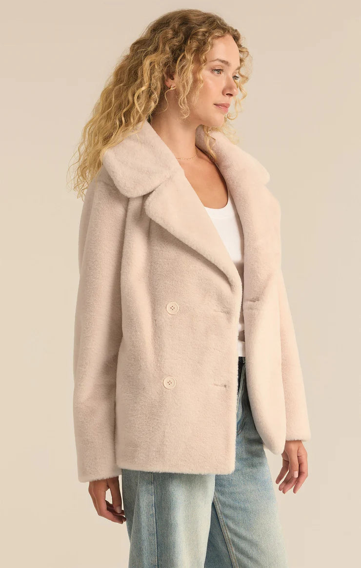 Z Supply Gem Double Breasted Faux Fur Coat