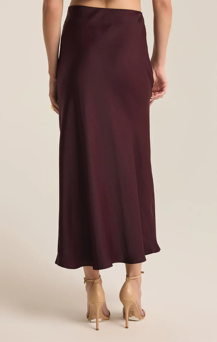 Z Supply Europa Luxe Sheen Skirt in Berry wine