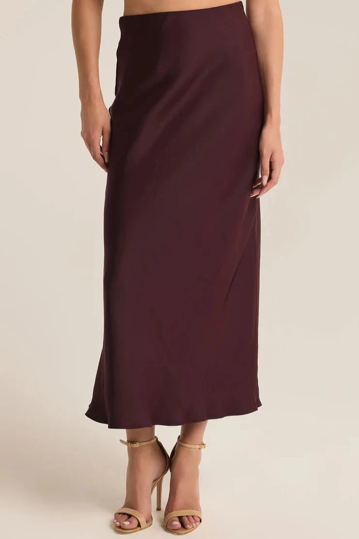 Z Supply Europa Luxe Sheen Skirt in Berry wine