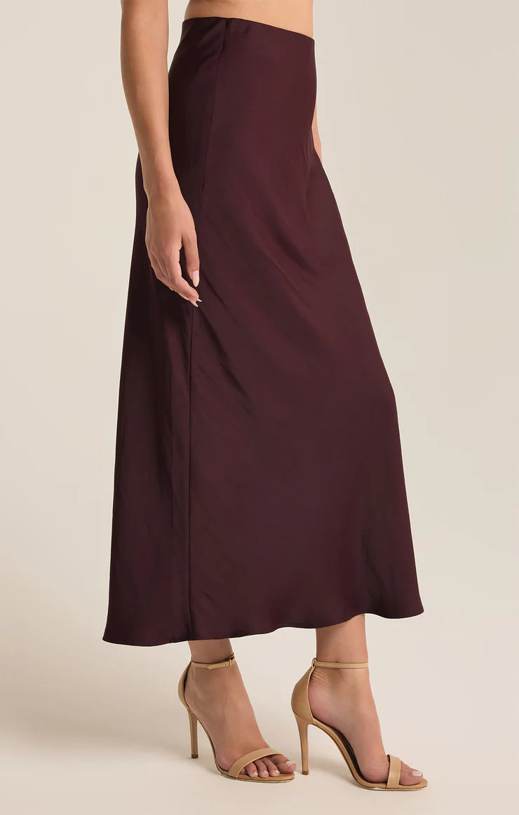 Z Supply Europa Luxe Sheen Skirt in Berry wine