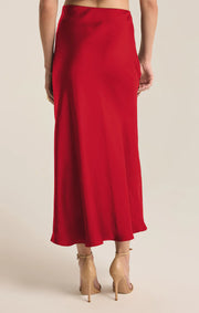 Z Supply Europa Luxe Sheen Skirt in Haute Red