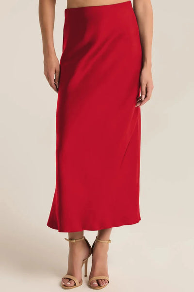 Z Supply Europa Luxe Sheen Skirt in Haute Red