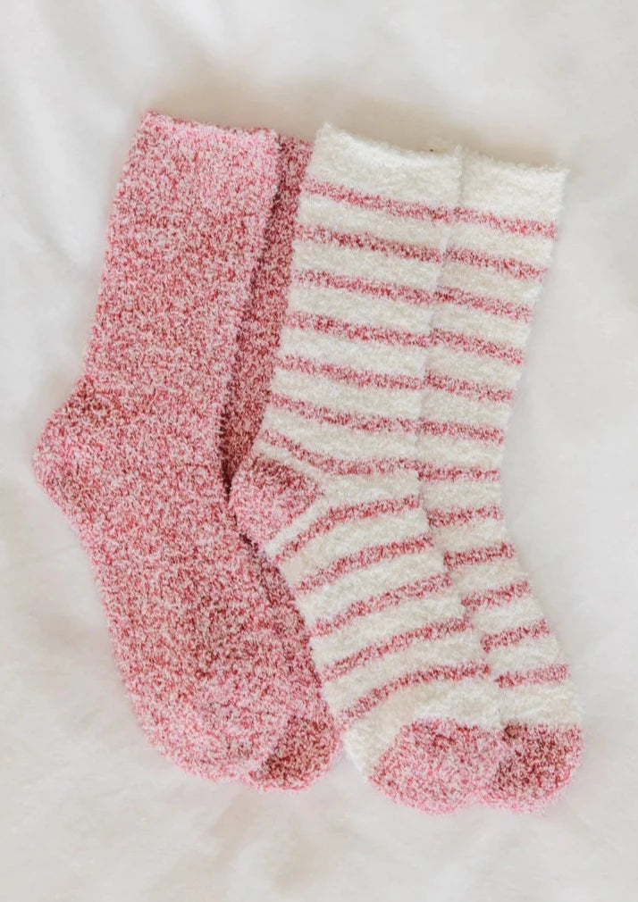 Z Supply Plush Stripe Socks (2 Pack) Vanilla Ice - Whim BTQ