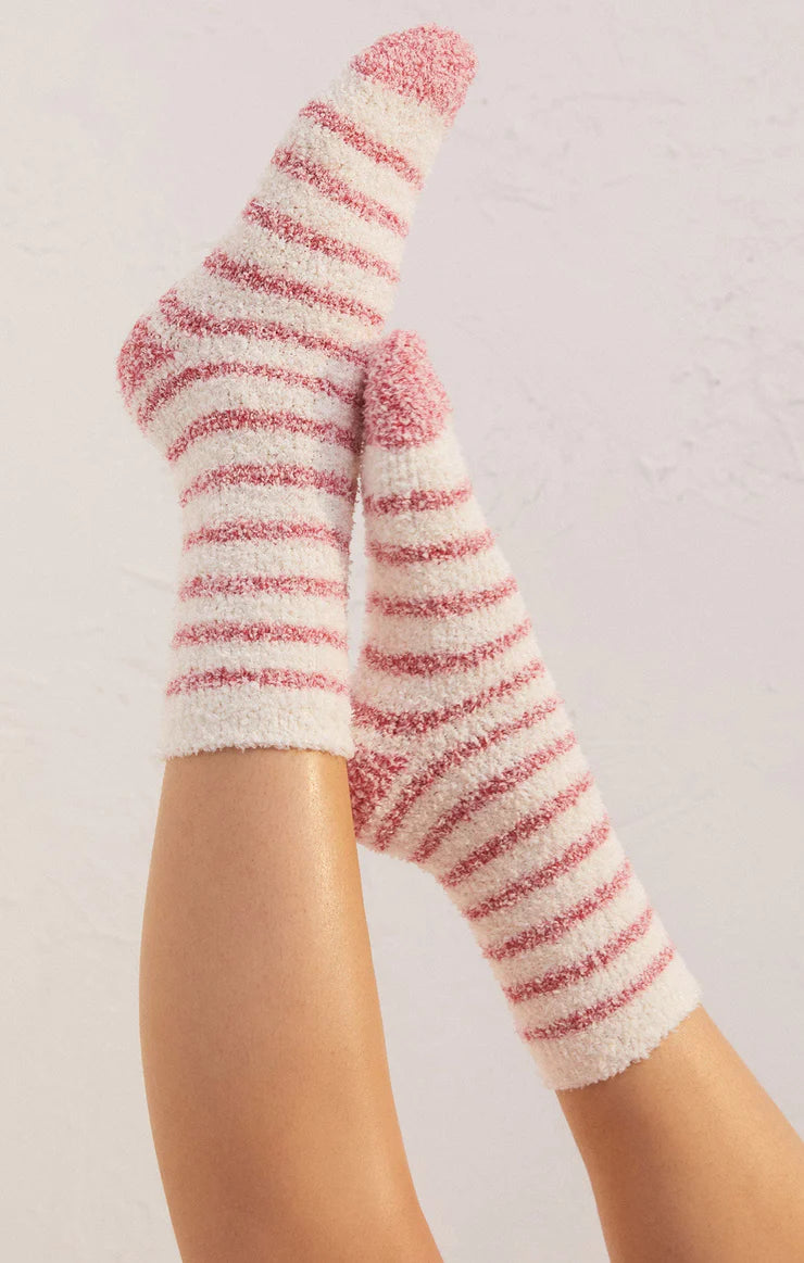 Z Supply Plush Stripe Socks (2 Pack) Vanilla Ice - Whim BTQ