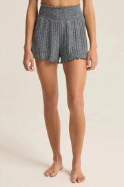 Z Supply Dawn Ribbed Short in Charcoal Heather