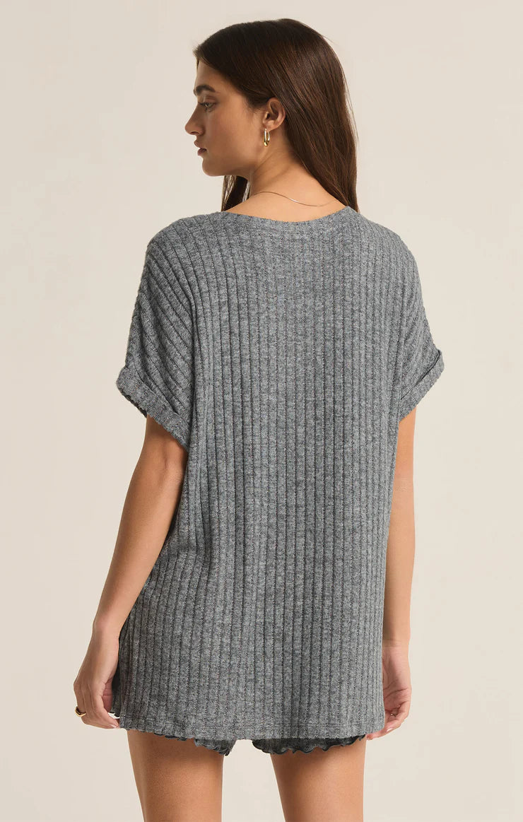 Z Supply Take It Easy Rib Tunic in Charcoal Heather