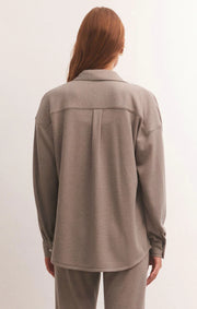 Z Supply Cozy Days Thermal Shirt in Taupe Stone - Whim BTQ