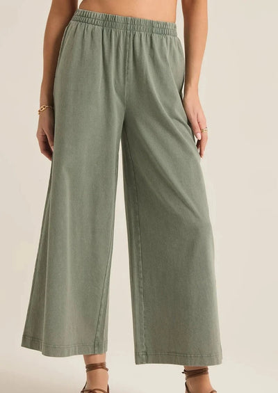 Z Supply Scout Jersey Flare Pant in Palm Green