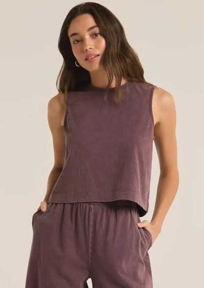Z Supply Sloan Cotton Jersey Tank in Cocoa Berry
