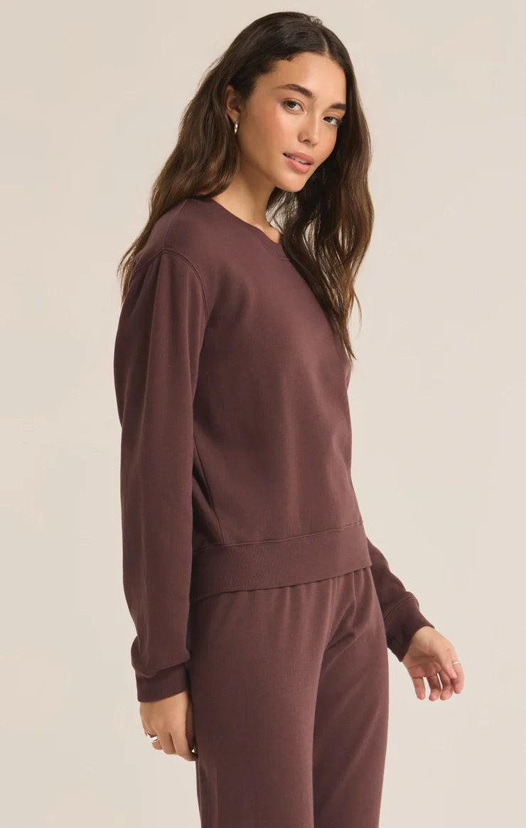 Z Supply Classic Crew Sweatshirt in Dark Truffle