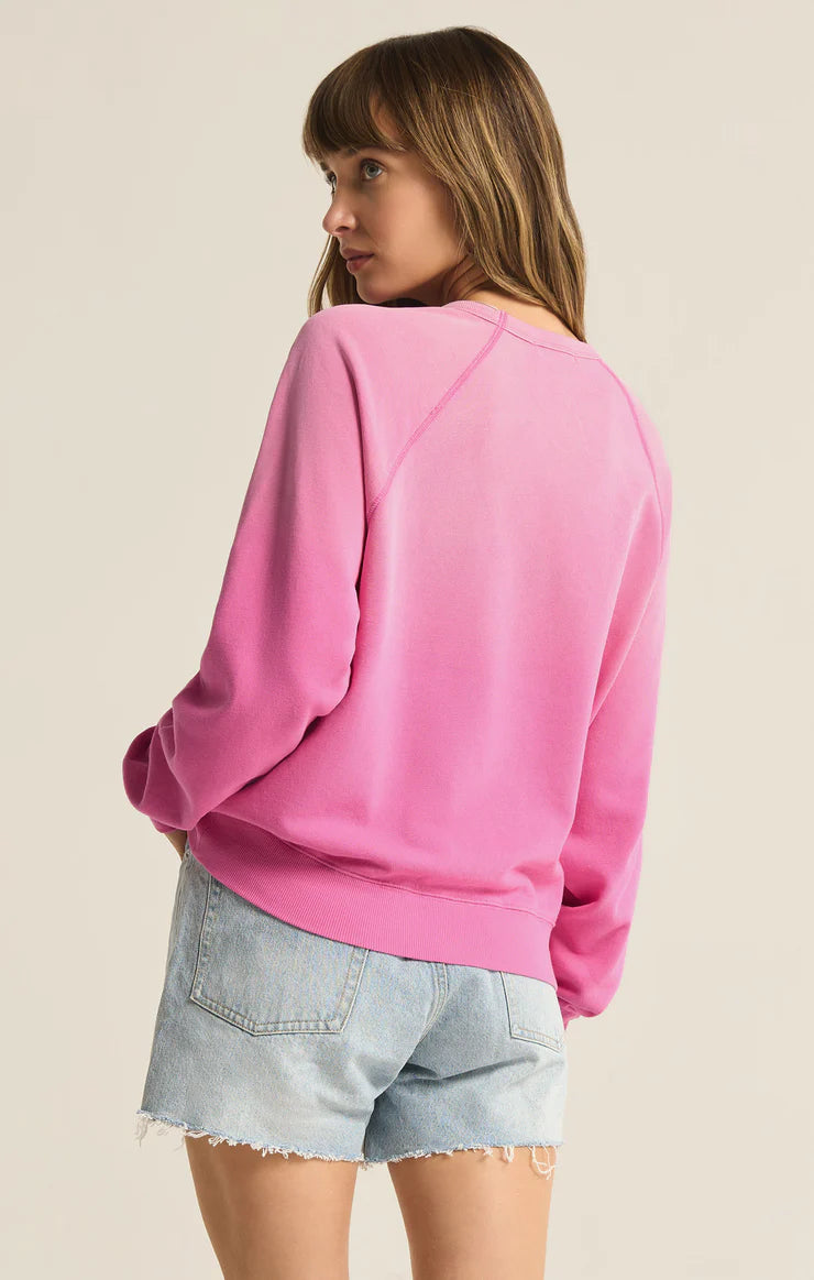 Z Supply Washed Ashore Sweatshirt Heartbreaker Pink - Whim BTQ