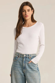 Z Supply Arlet Thermal Long Sleeve Top in White