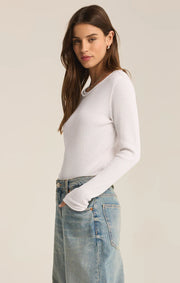 Z Supply Arlet Thermal Long Sleeve Top in White