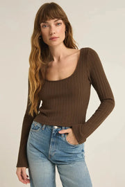 Z Supply Madeline Rib Top in Dark Chocolate